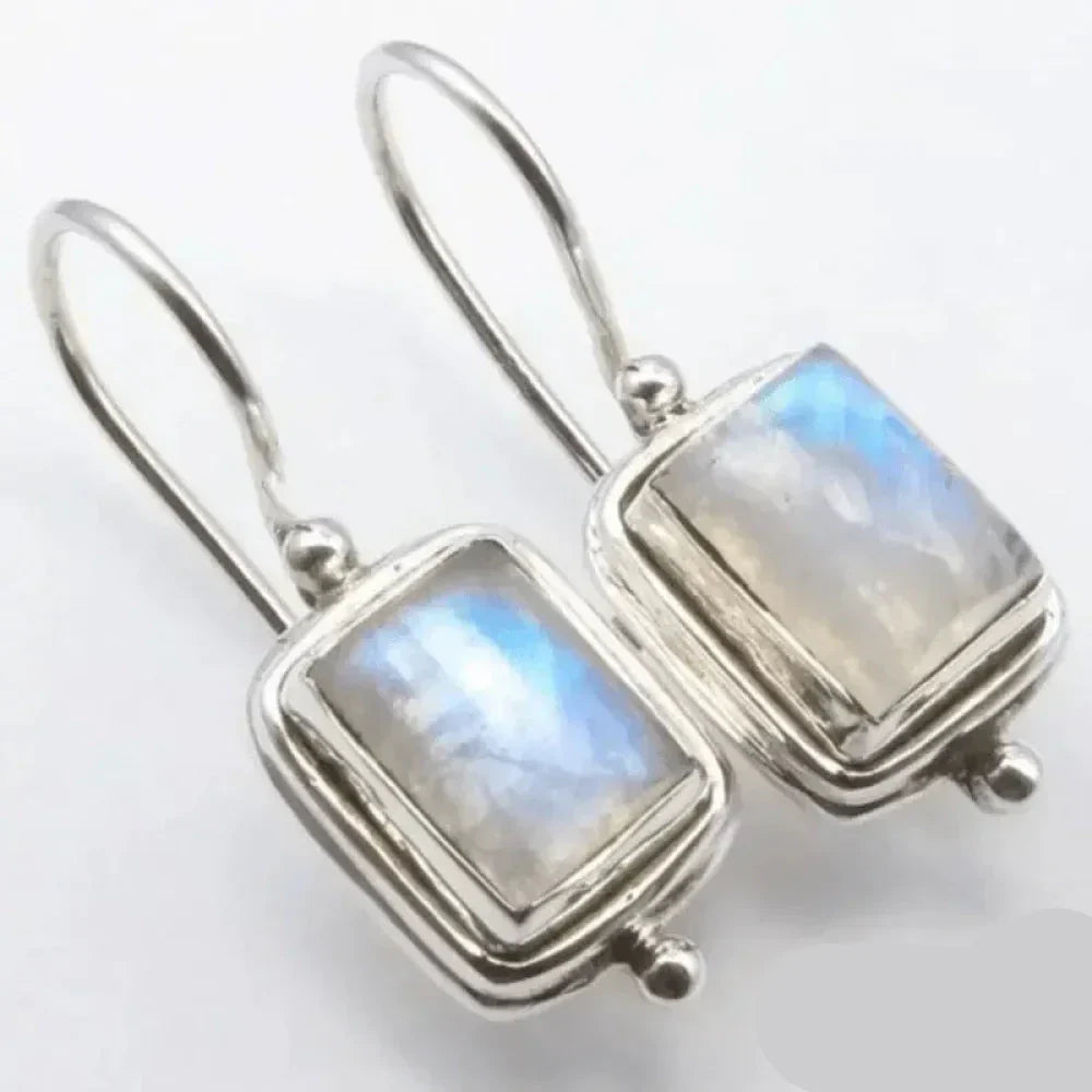 Jennifer – Vintage Moonstone Square Stone Earrings